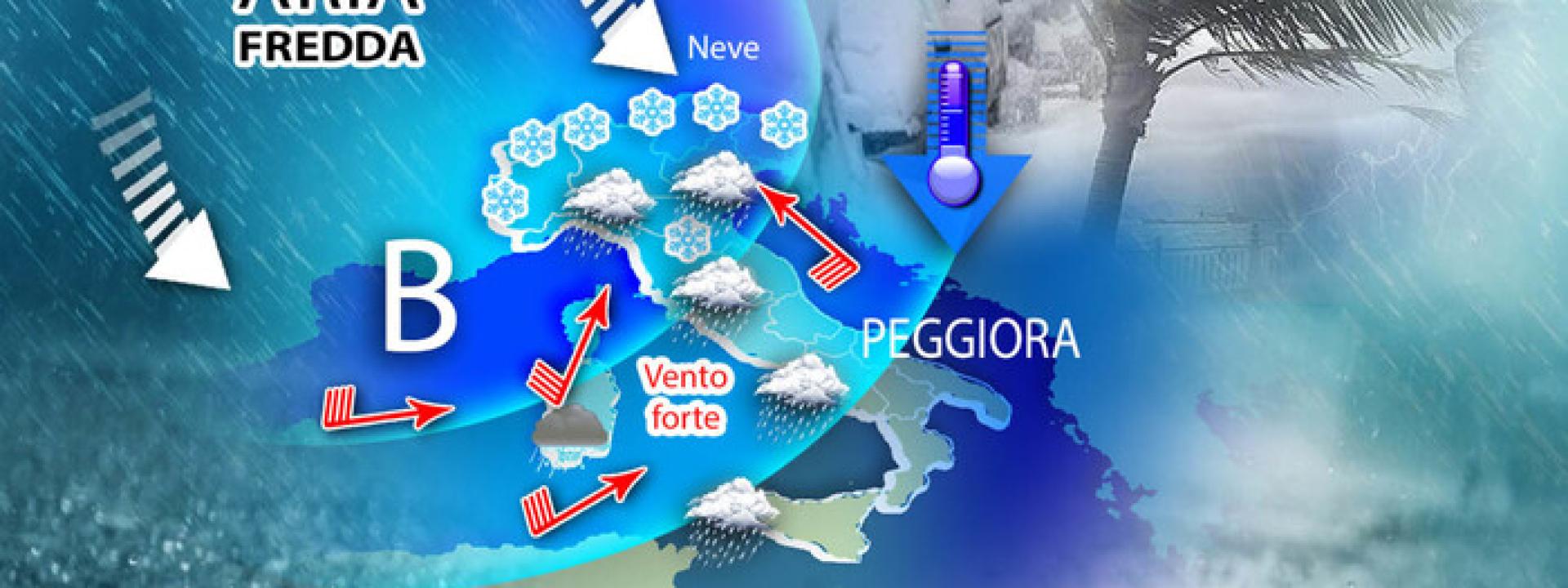 Meteo, da mercoledì cinque giorni di pioggia e temperature in picchiata