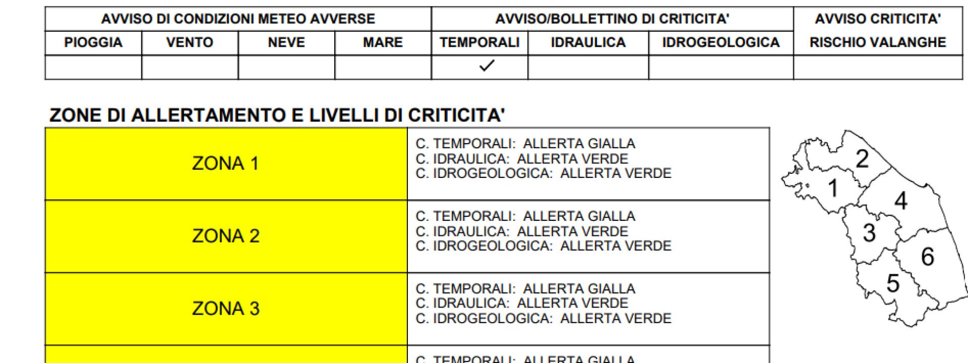 Marche - Allerta temporali prorogata dalla Protezione Civile