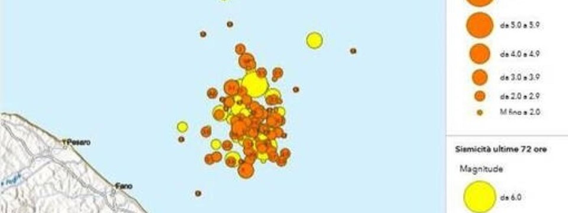 Marche - Ingv, da ieri oltre 130 scosse di terremoto davanti alla costa marchigiana