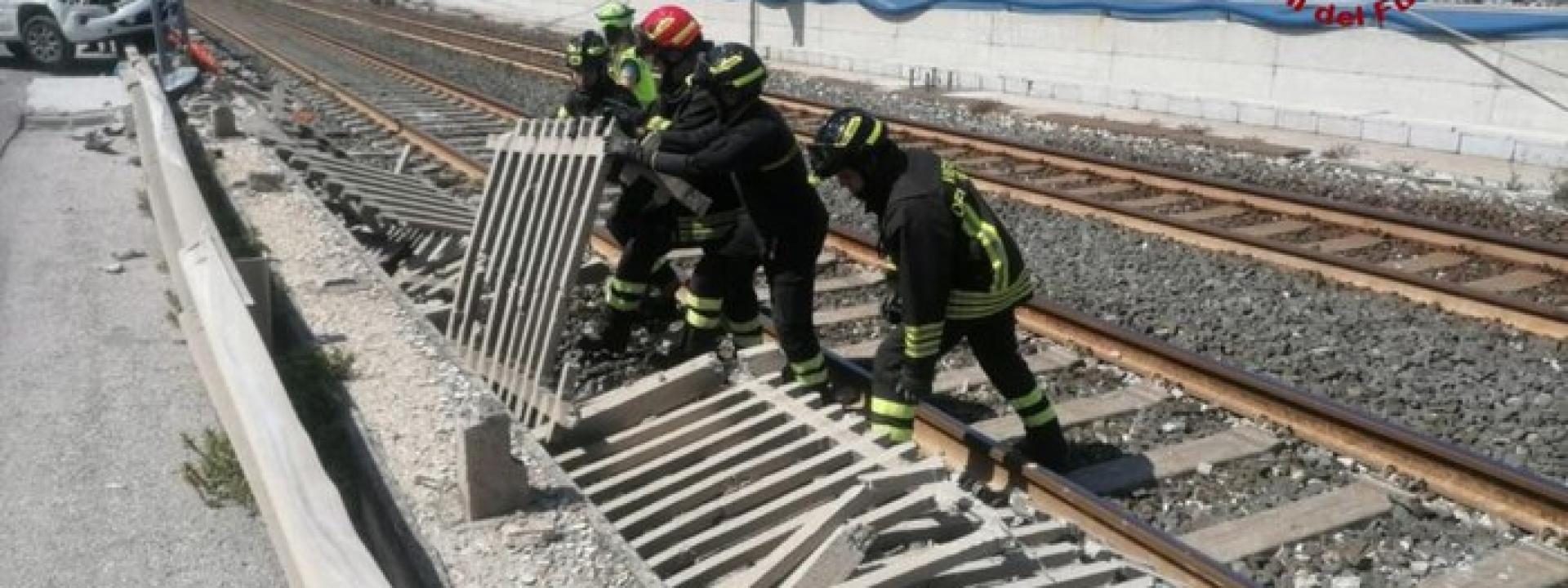 Marche - L'auto sbanda, sfonda la recinzione e finisce a pochi metri dai binari della ferrovia