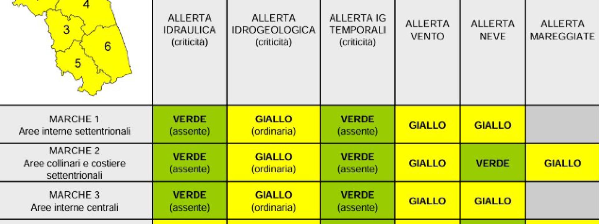 Marche - Allerta meteo gialla: neve e venti di burrasca attesi nelle prossime ore