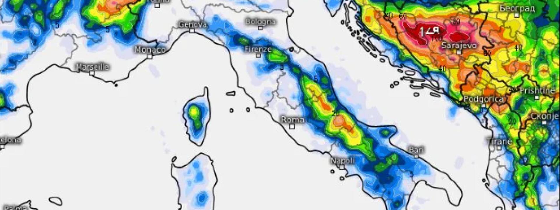 Irruzione fredda, maltempo e neve al Centro-Sud