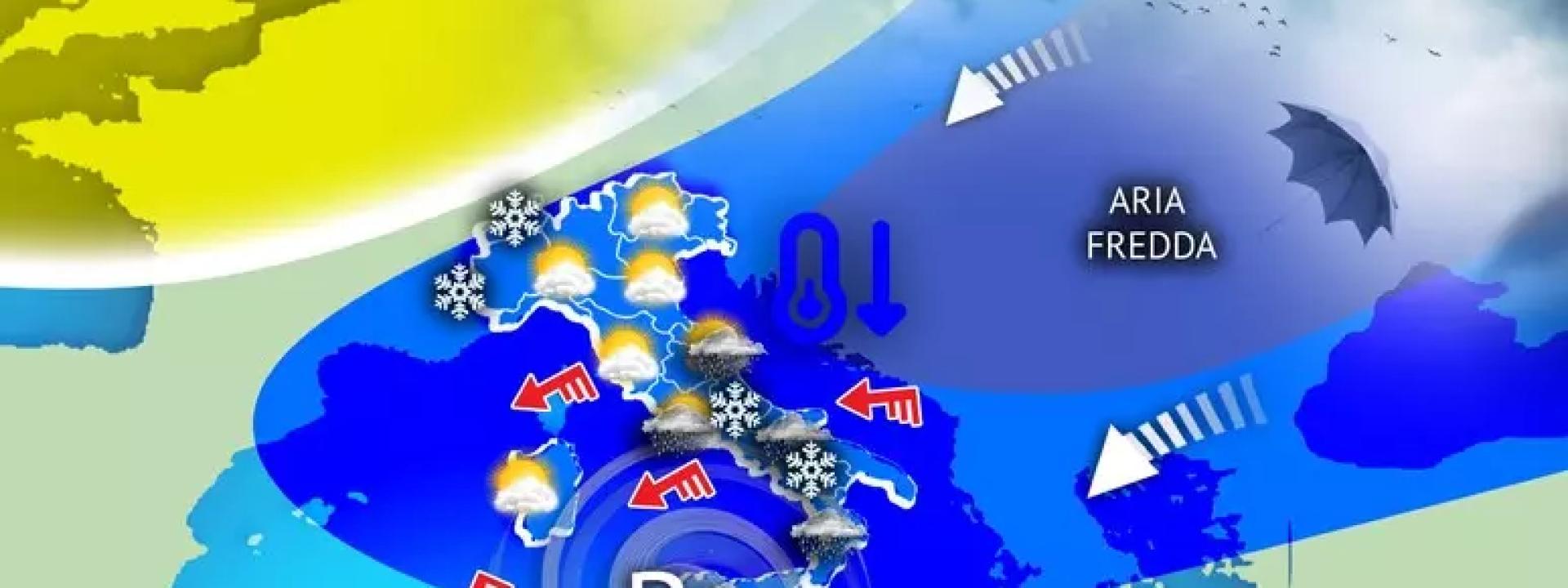 Arriva il freddo, in tre giorni crollo termico