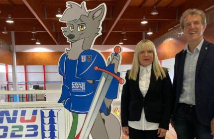 Marche - La mascotte dei Campionati Nazionali Universitari Camerino 2023 in tour negli impianti sedi di gara